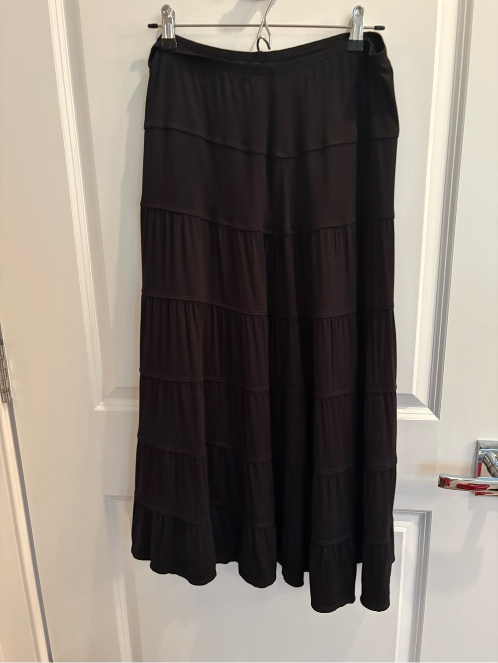 Max Studio Black Tiered Midi Skirt